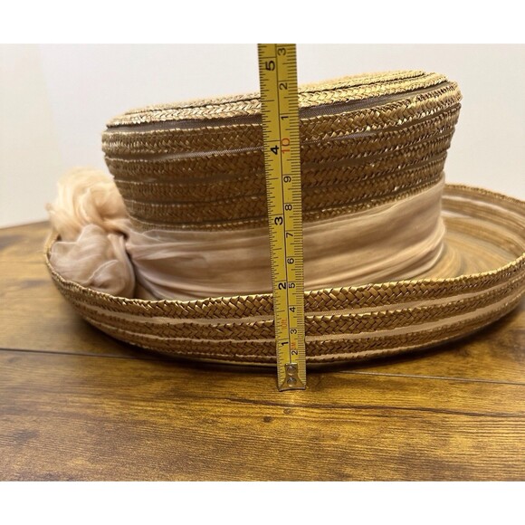 Eric Javits Upturned Brim Natural Woven Hat W/Bow - Picture 8 of 8